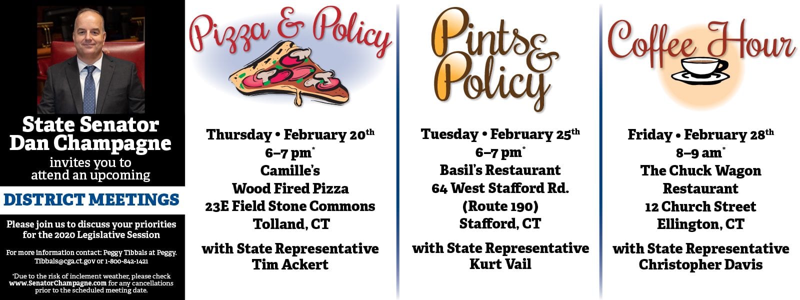 Office Hours – Save the Dates - CT Senate Republic