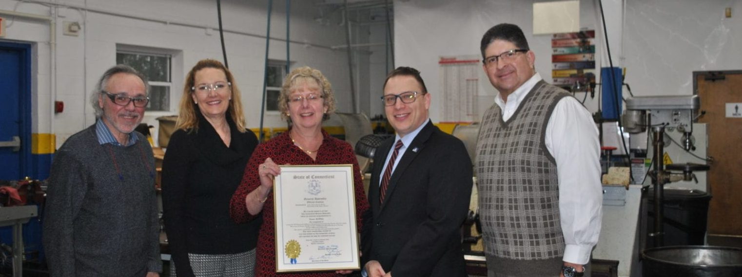 IN THE NEWS: Sen. Rob Sampson presents citation to the new president of Prospect Machine Products, Inc. - CT Senate Republic