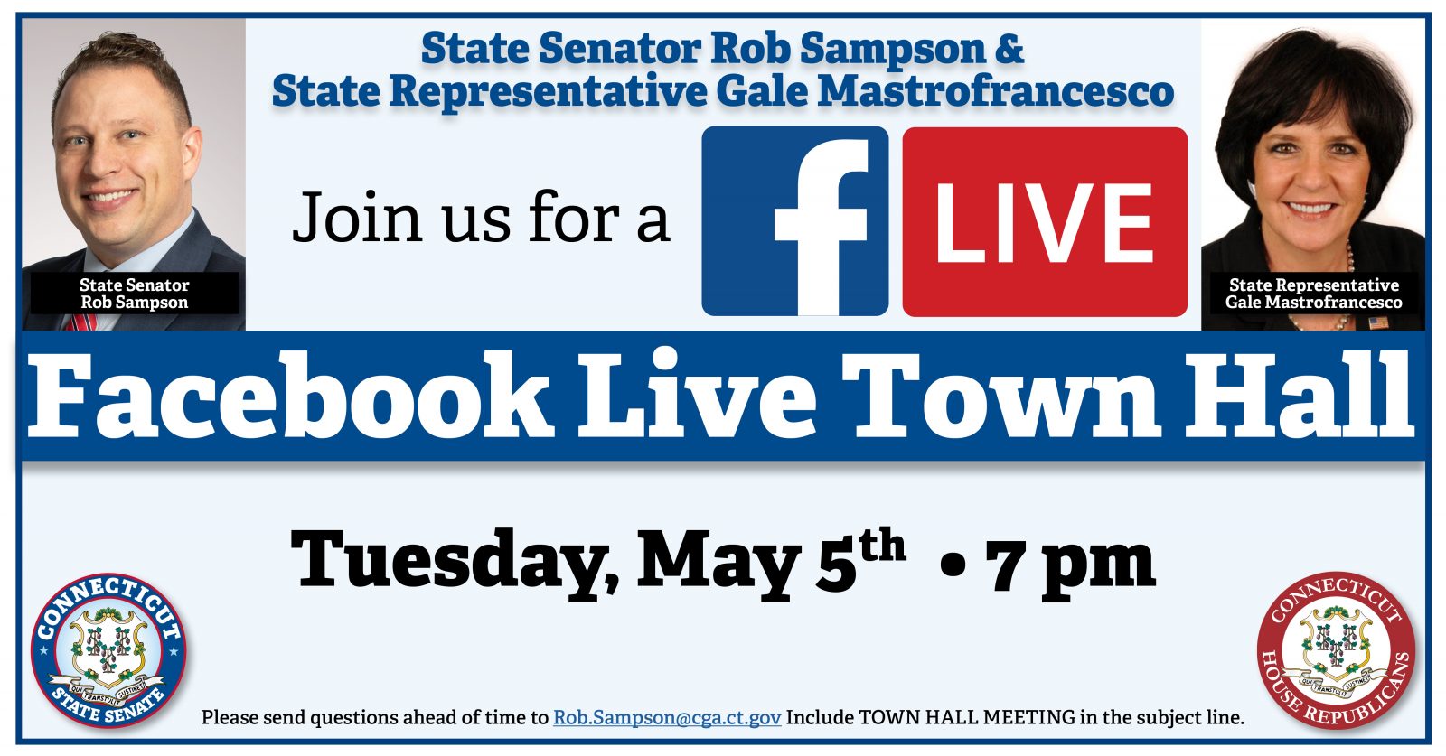 Tue, May 5 – Facebook LIVE Town Hall - CT Senate Republic