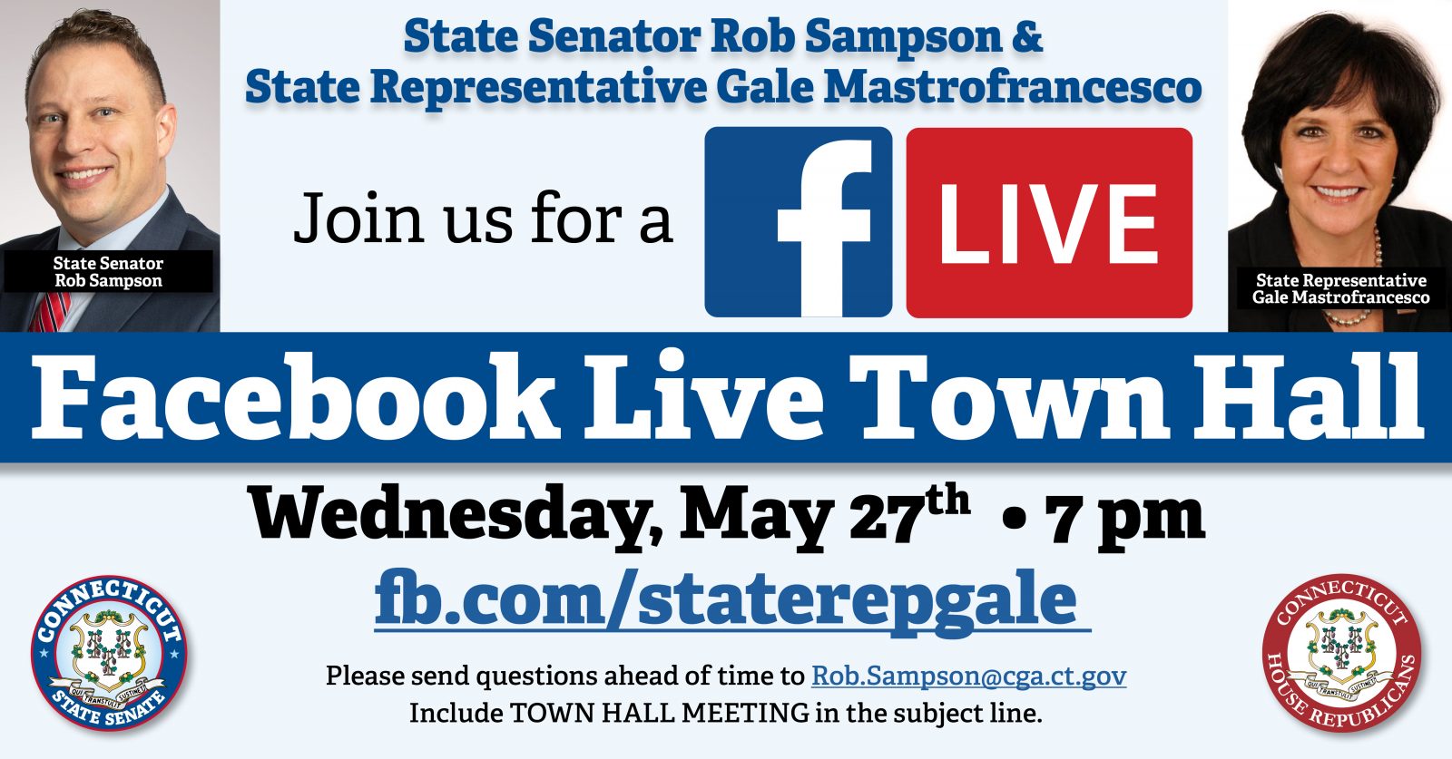 Thu, May 21 – Facebook LIVE Town Hall - CT Senate Republic