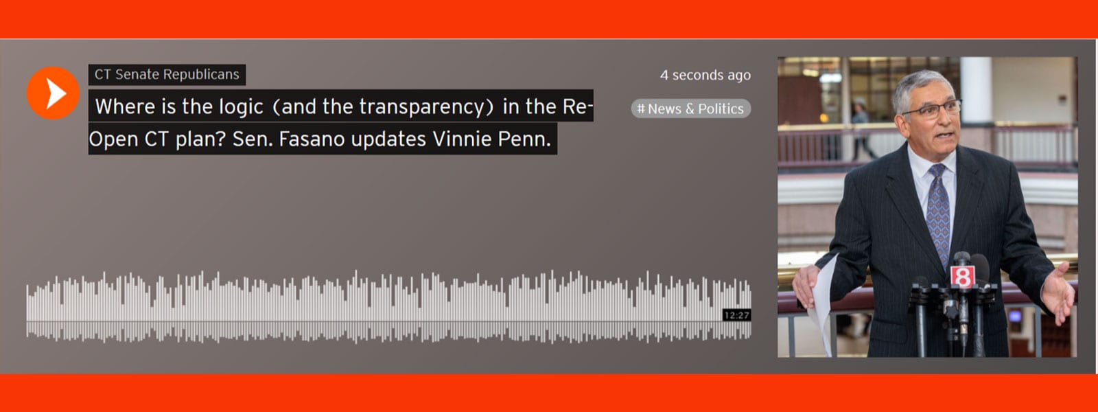 Where is the logic (and the transparency) in the Re-Open CT plan? Sen. Fasano updates Vinnie Penn - CT Senate Republic