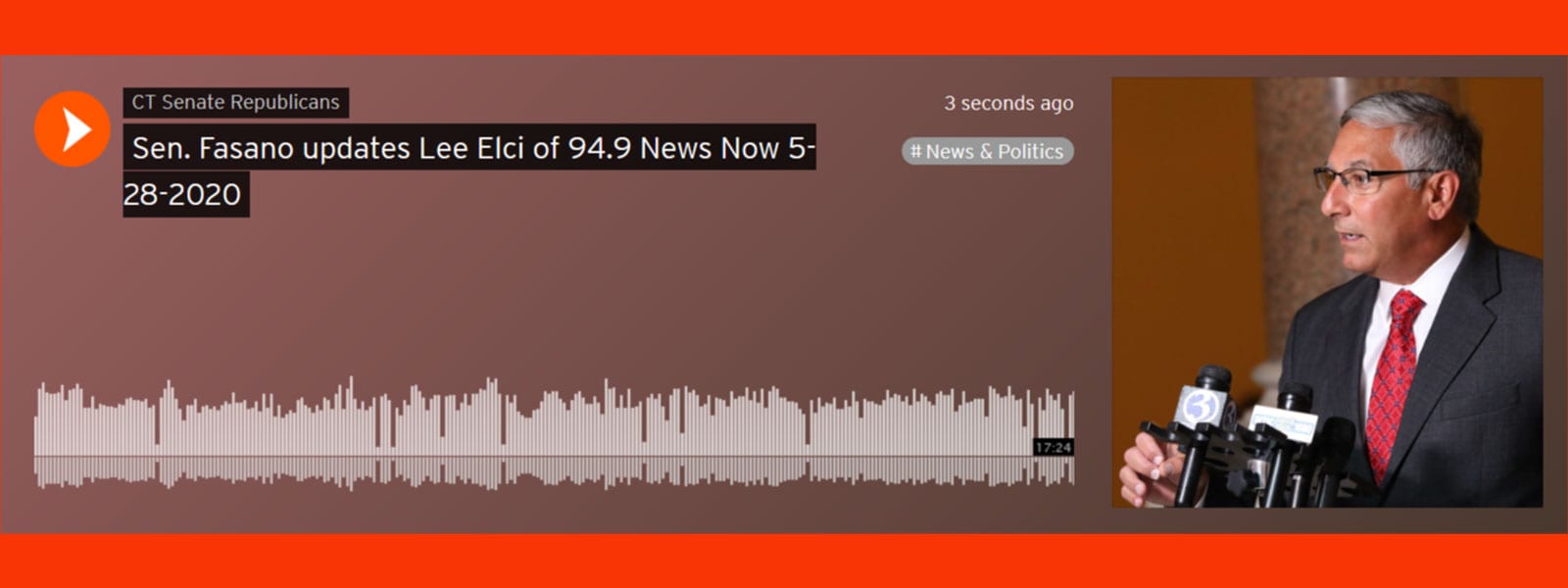 Fasano Updates Lee Elci of 94.9 News Now - CT Senate Republic