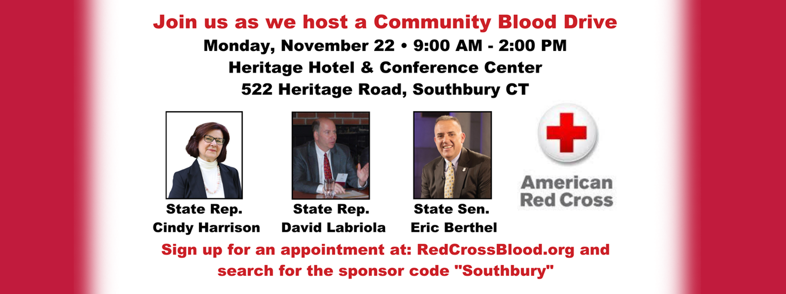 Please Join Us: Southbury Community Blood Drive - CT Senate Republic