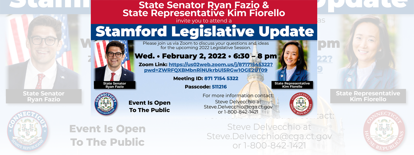 Join us at 6:30 PM, Wednesday, Feb. 2: Let’s talk! - CT Senate Republic
