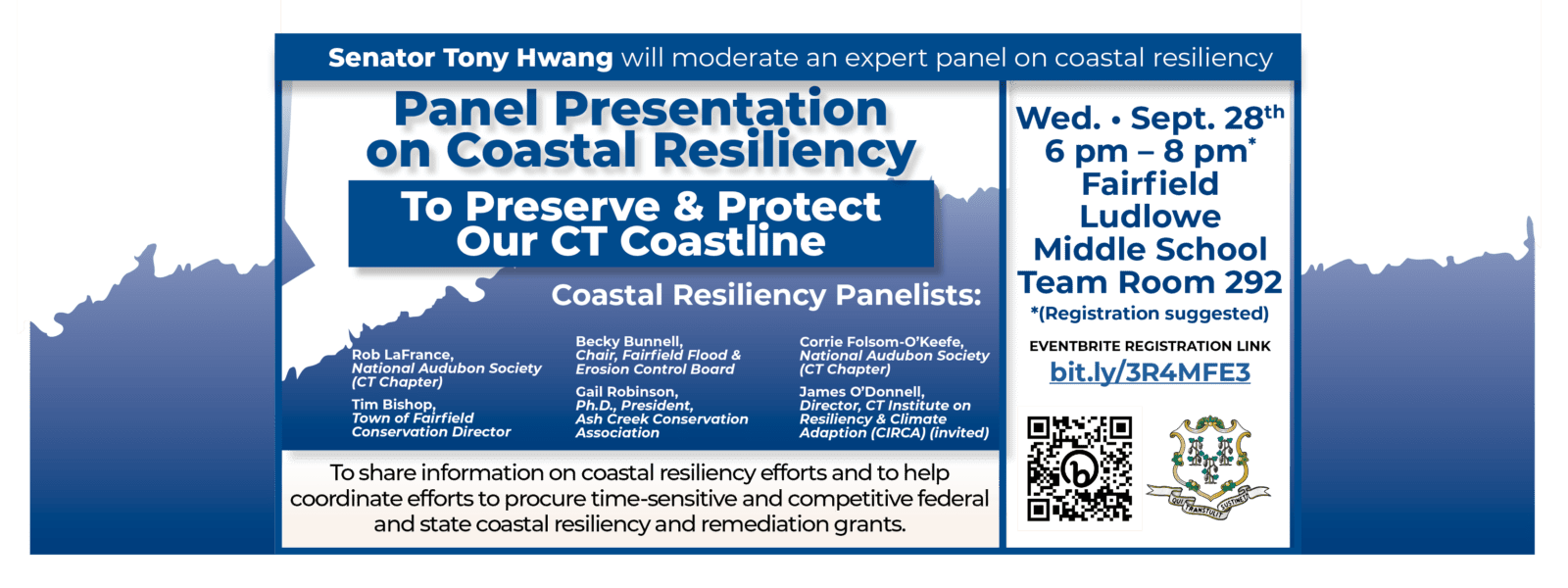 Join us Wednesday in Fairfield for a Coastal Resiliency Discussion! - CT Senate Republic