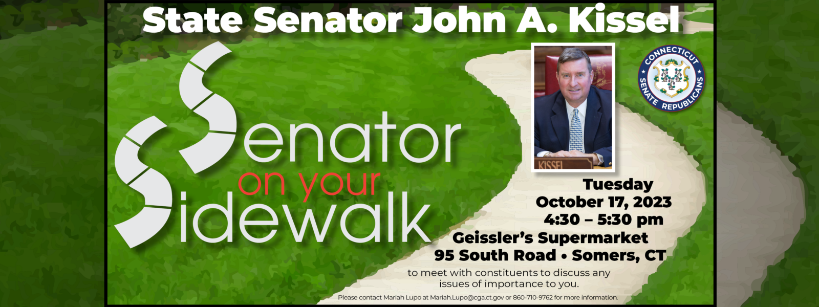 Join me Tuesday, Oct. 17 at Geissler’s in Somers! - CT Senate Republic