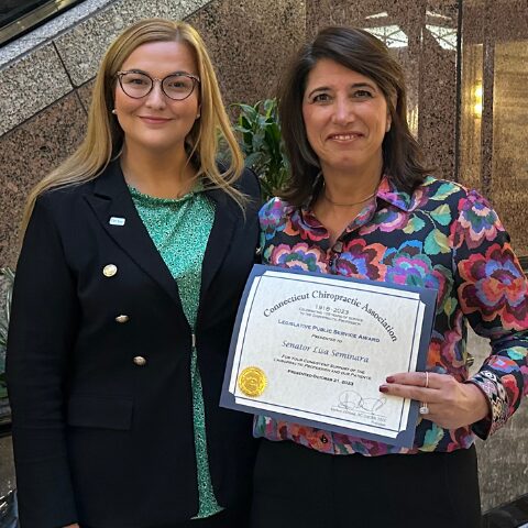 (photo) Sen. Seminara Receives Public Service Award from CT Chiropractic Association - CT Senate Republic