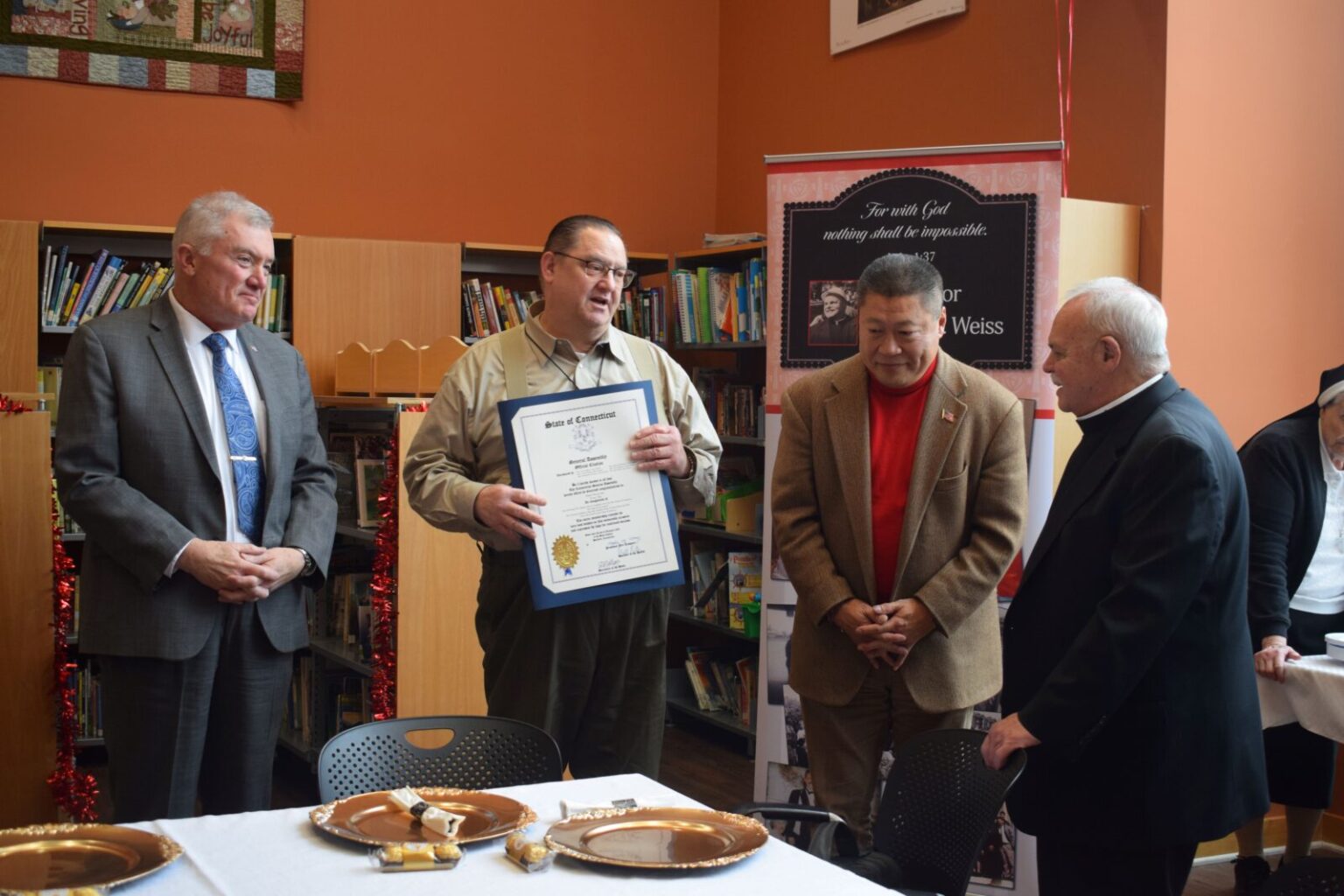 (Photos) Sen. Hwang, Newtown Delegation Honors Retiring Monsignor, Participate in St. Rose Knowledge Bowl - CT Senate Republic