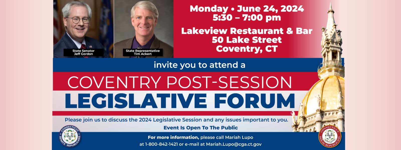 Join me in Coventry on June 24! - CT Senate Republic