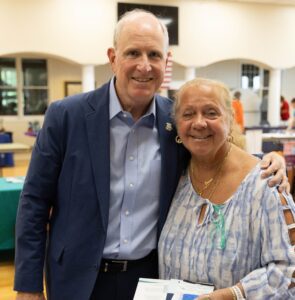 Sen. Kevin Kelly and Shelton Senior Center Director Doreen Laucella.