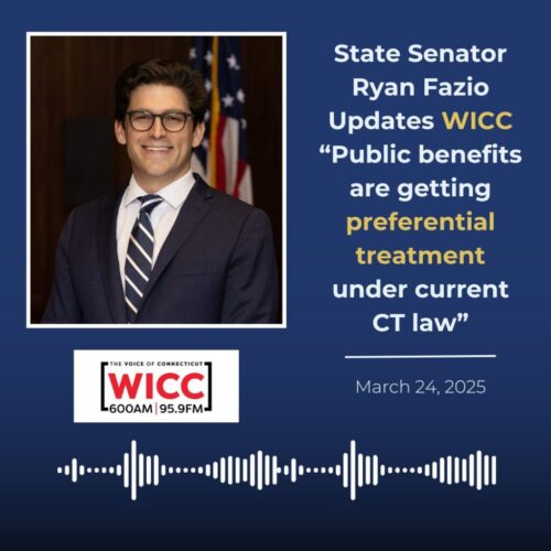 “Public benefits are getting preferential treatment under current CT law” Sen. Fazio on WICC - CT Senate Republic