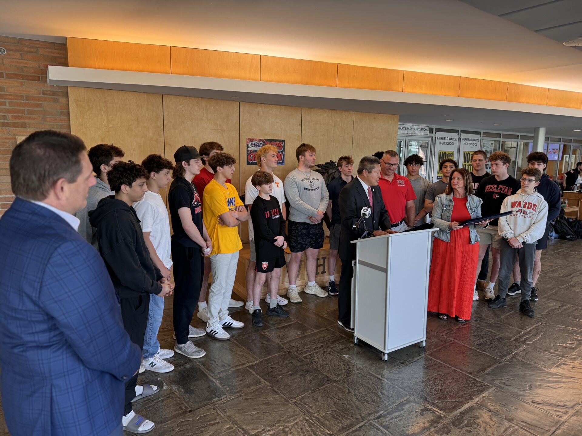 Senator Tony Hwang Honors Fairfield Warde Wrestling Team’s Championship Excellence Under Coach Jason Shaughnessy - CT Senate Republic