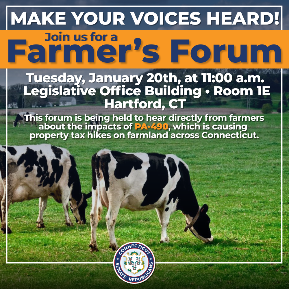 Sen. Gordon to Host Public Forum Addressing PA-490 Farmland Tax Increases in Connecticut - CT Senate Republic