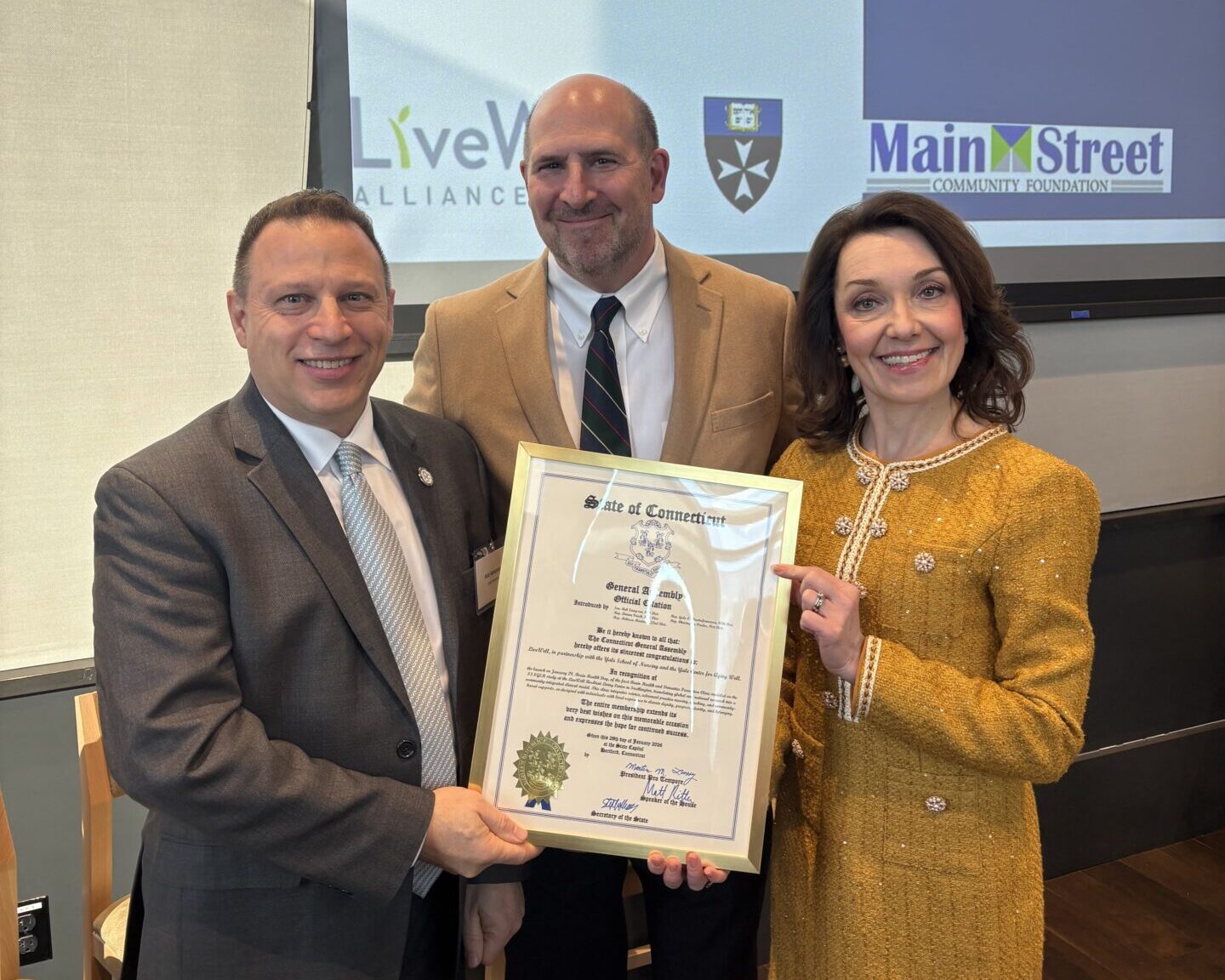 Sen. Sampson Honors LiveWell and Yale Partners for Launch of First U.S. FINGER Clinic - CT Senate Republic